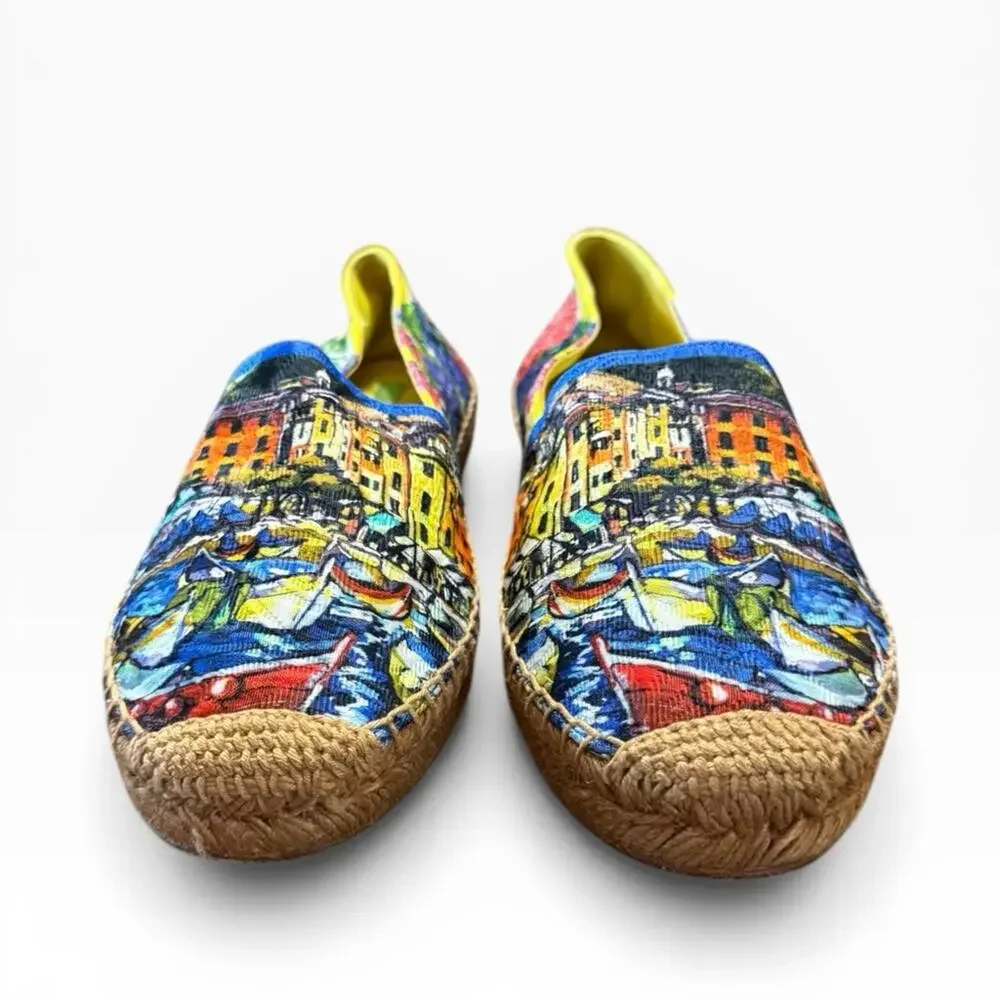 Dolce & Gabbana Portofino Italia Coastal Scenery Brocade Espadrilles EU 37 US 7